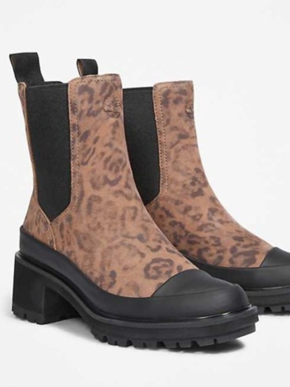 Timberland Kori Park Chelsea Leopard Boots Leather Nubuck Booties Brown Size 9